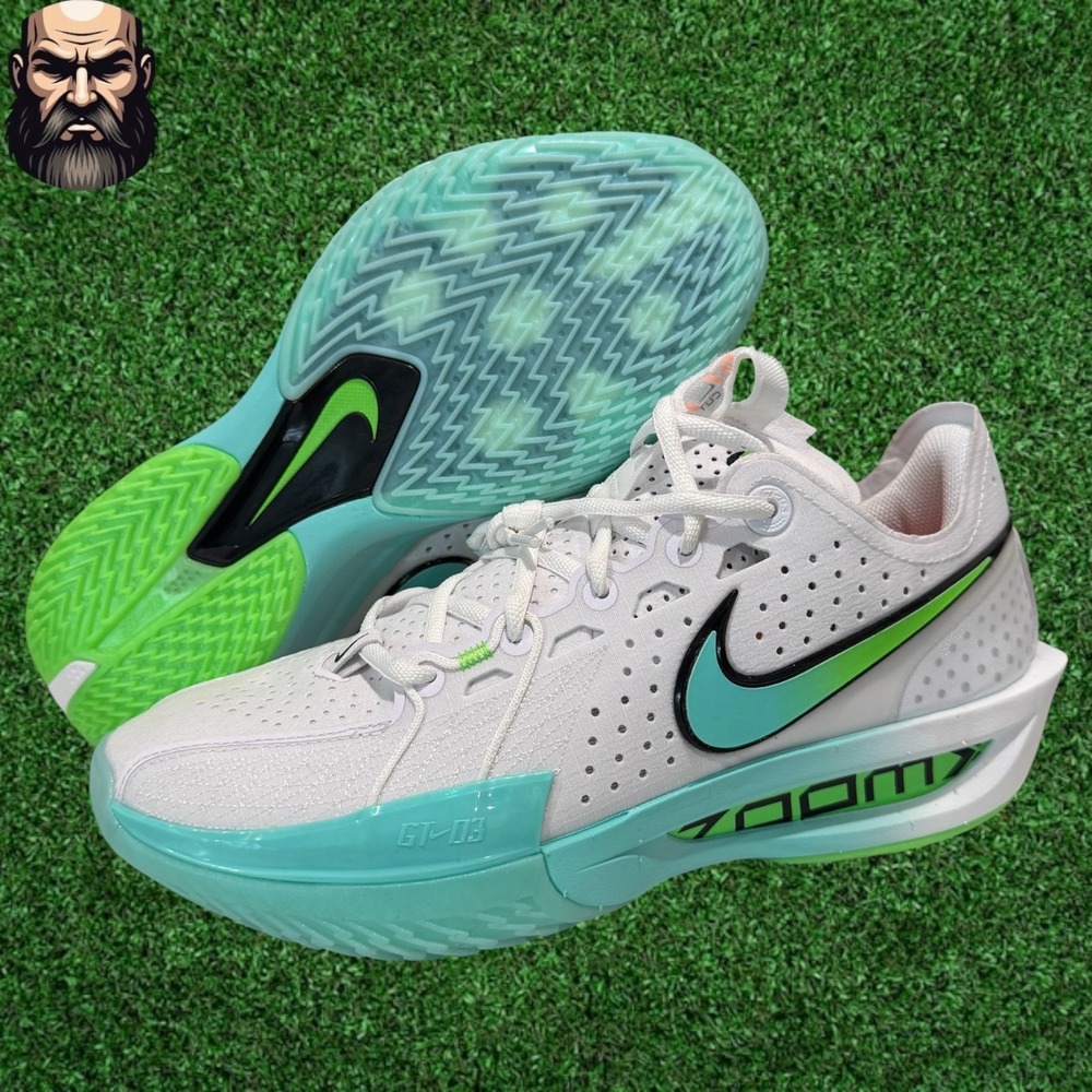 Nike Air Zoom GT Cut 3 White Bleached Turquoise DV2913-107 Men's Size 9